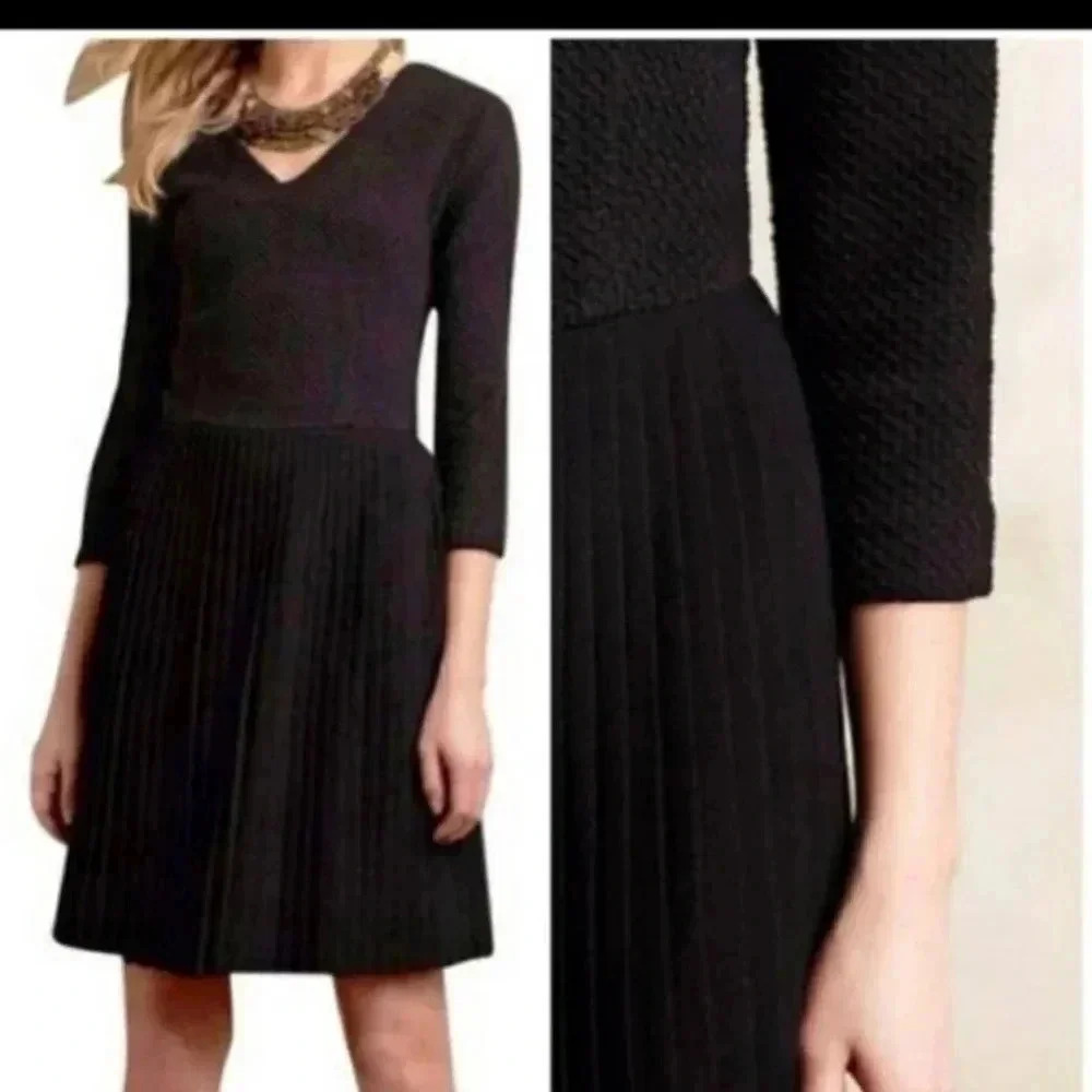 Ganni Fulton Pleated Black Dress Size XS